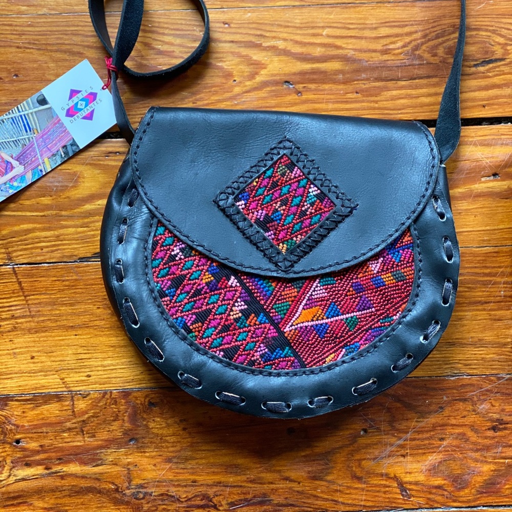 Huipil crossbody festival bag Guatemalan artisan